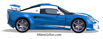 Blue sportscar accelerating. 3D model painted in racing colors